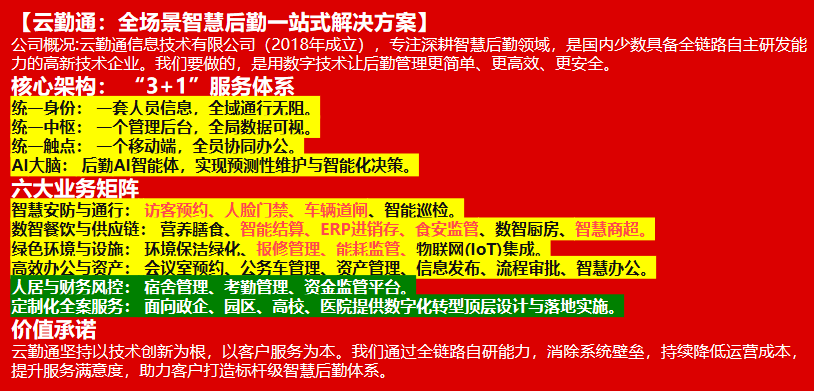 云勤通&middot;智慧后勤核心产品介绍材料